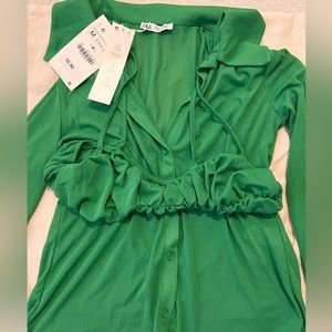 Zara 2 piece sheer button up with bralette